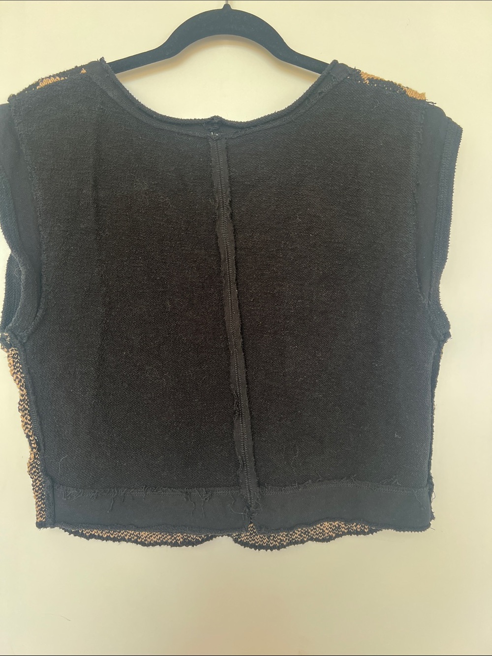 Free People Black and Beige Checkered V-Neck Sweater Vest - Picture 3 of 7